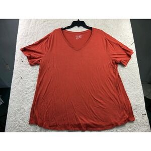 Terra & Sky Women's Top 2X Spiced Cider Cotton Polyester V-Neck